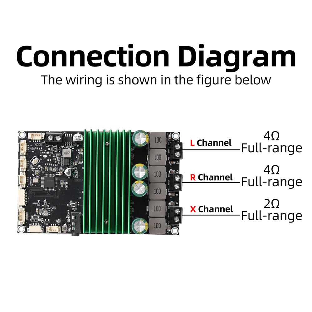 TPA3116 Bluetooth Amplifier Board 2.1 Channel 2x50W+100W High Power with Mobile App Tuning for Home Karaoke DIY Audio