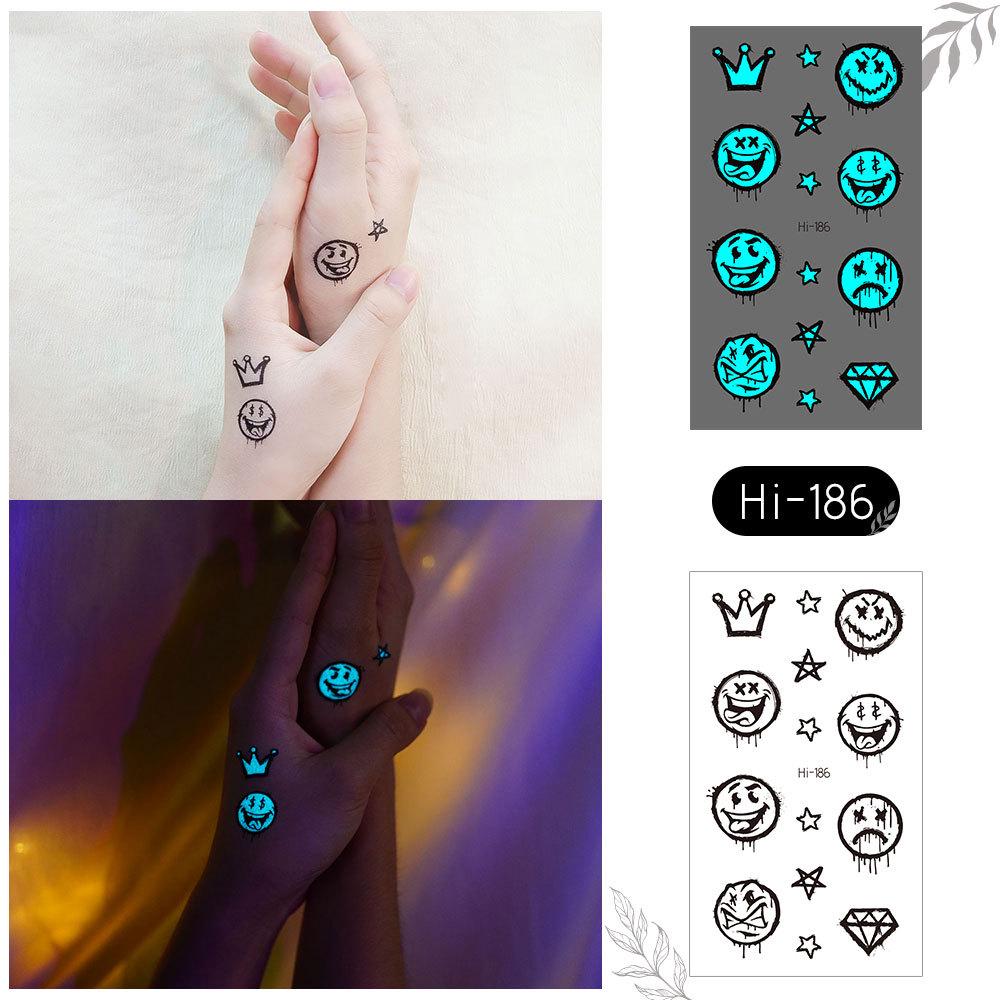 Ricalon Blue Luminous Love Couple Finger Tattoo Stickers 105x60mm