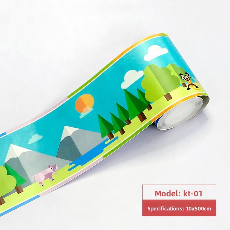 Bathroom Waist Line Sticker Self-adhesive Waterproof Living Room Bedroom Kitchen Skirting Line Tile Sticker Pvc Wallpaper Decorative Wall Sticker