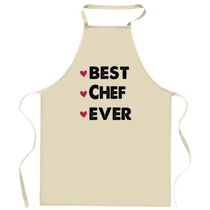 Tablier de cuisine - CHEF Best Ever - Impression Bretonne - Coton résistant - Fabriqué en France