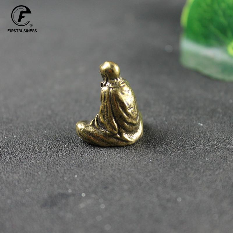 Bodhidharma Buddha Figurines Miniatures Desktop Ornament Retro Brass Master Dharma Statue Home Decor Crafts Accessories