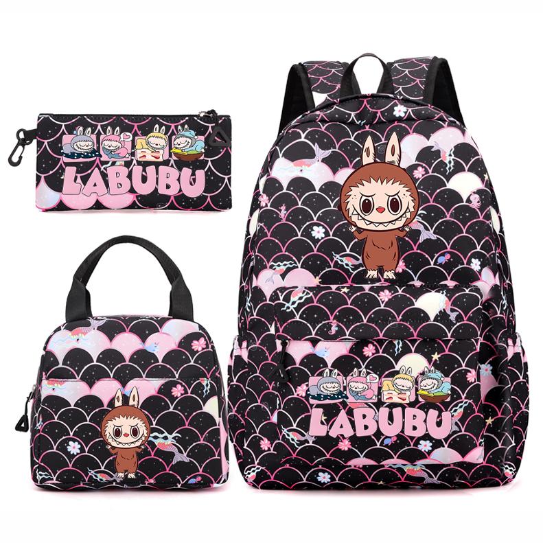 3Pcs/set Backpack for Girl School Teen Student Knapsack Women Rucksack with Lunch Bags Pencil Bag Fish Scale Style Bags