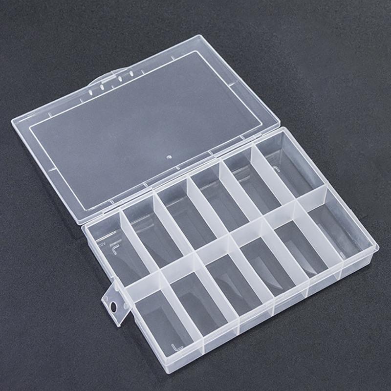 12 Grids Transparent Empty Nail Foils Plastic Storage Box False Nail Art Box Case Organizer