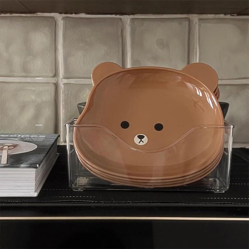 Little Bear Dinner Plate Cartoon Shape Bear Spit Bone Dish Desktop Trash Tray Snack Food Residue Fruit Plate Kitchen Tableware
