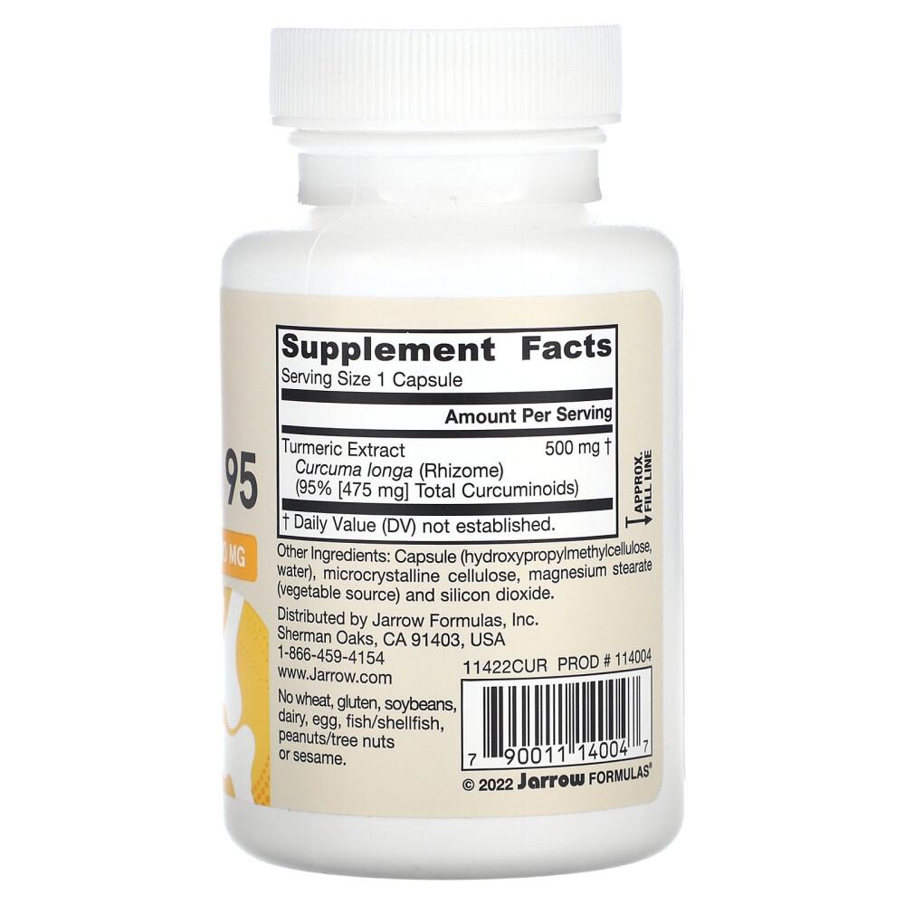 Jarrow Formulas Curcumin 95 500mg Vegetarian Capsules, 60 Count
