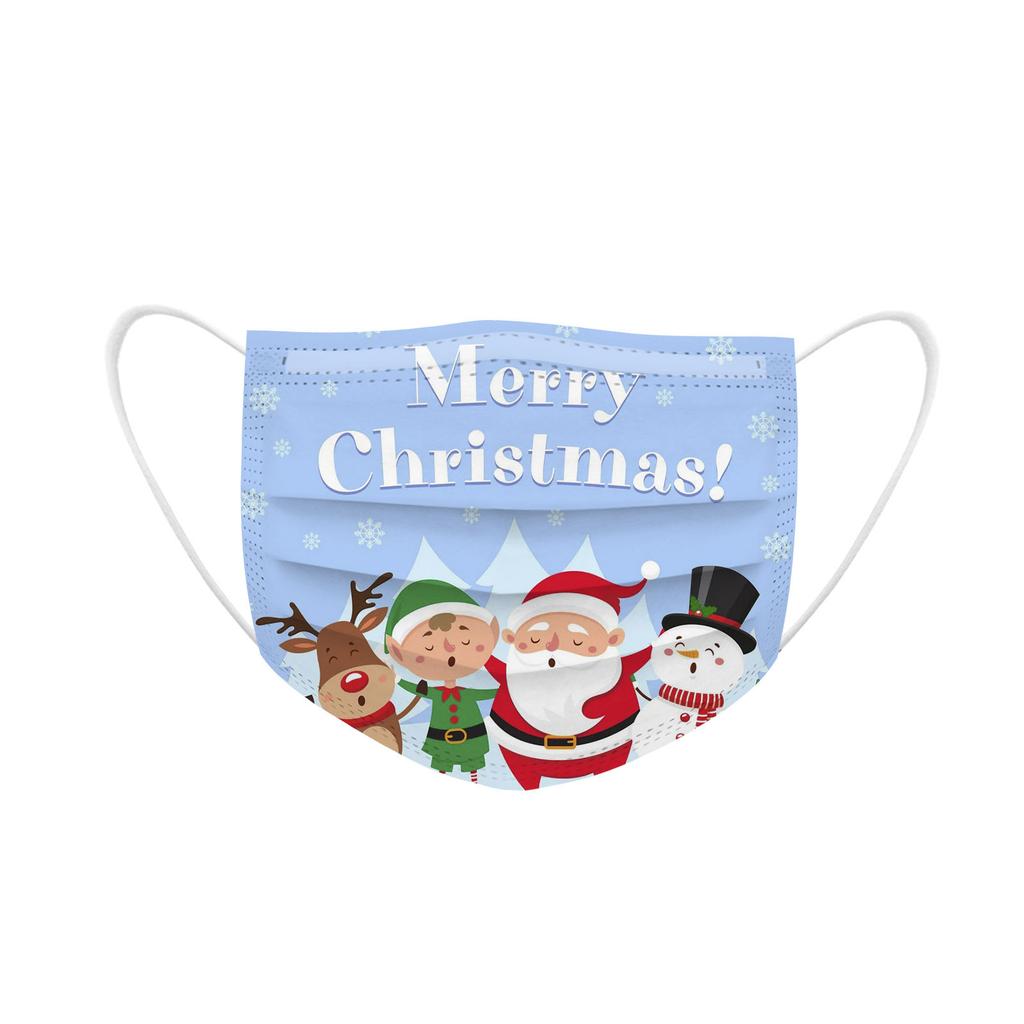 20 Stück Gesichtsmaske für Erwachsene Einweg-Gesichtsmaske Weihnachten 3D-Druck 3-lagig Ohrschlaufe Unisex Mundschutz Mascarillas Kinder Maske