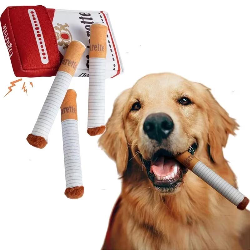 Stuffed Raw Giggles Dog Bite Toy Joint Cigarette Plush Cigar Funny Interactive Puppy Dogs Chew Squeak Toys Cigarettes Pet Gifts