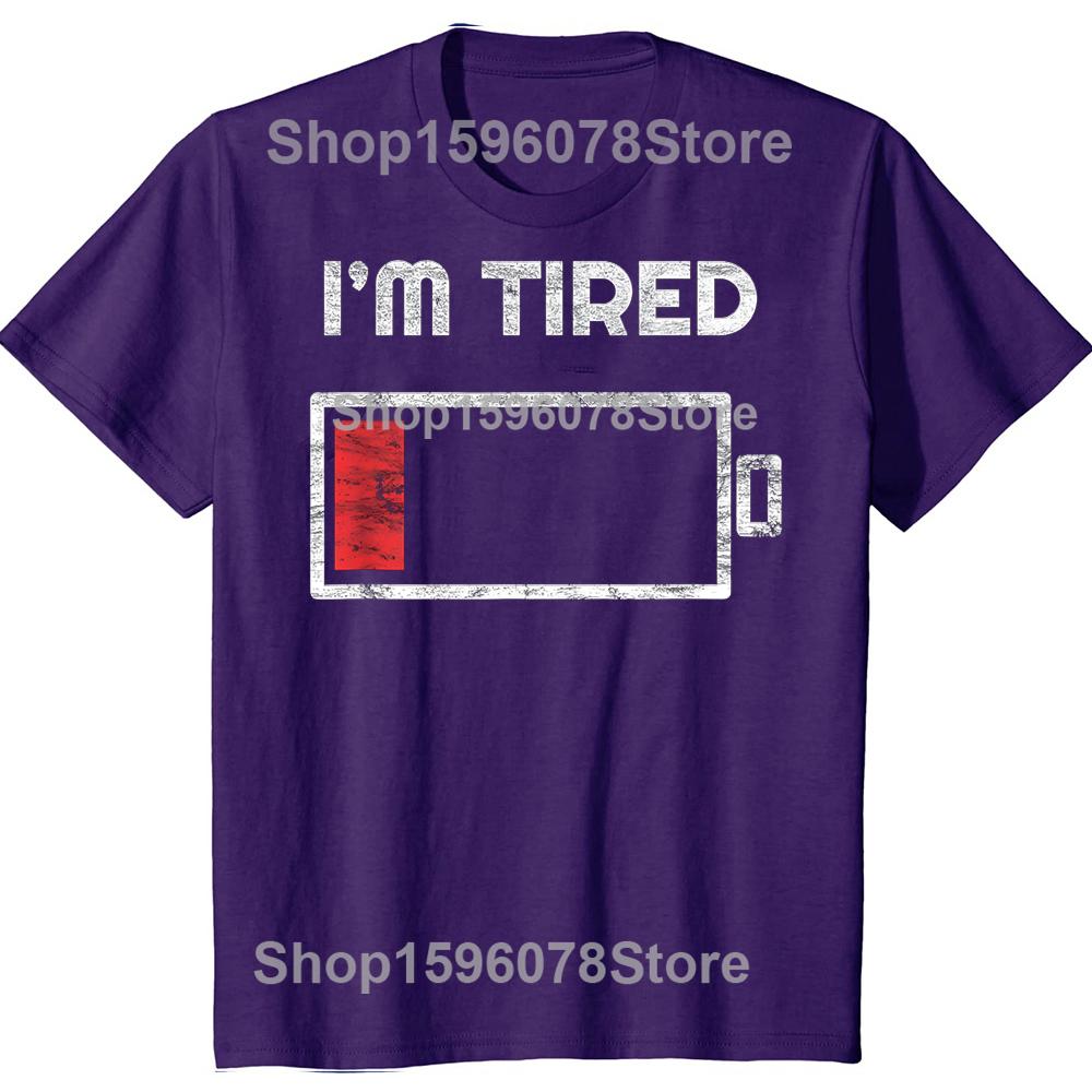 Im Tired Low Battery T Shirt Empty Phone Summer Men Clothing Fashion T Shirts Cotton Short Sleeve Oversized Loose Tshirt Tops