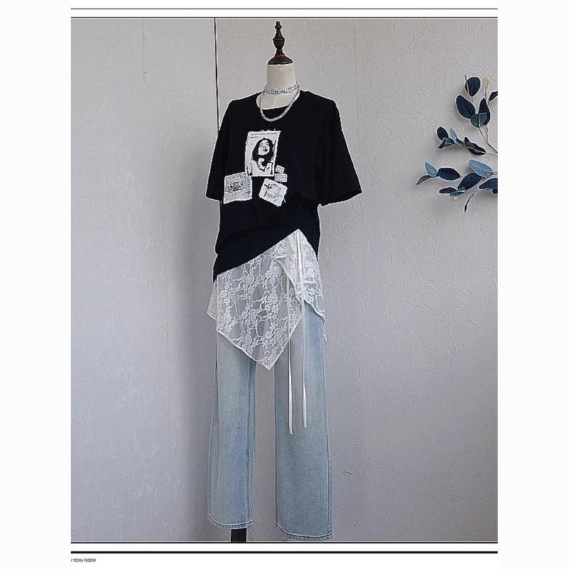 2025 Korean Style Versatile Lace Gauze Skirt with Tie-Up Design and Butt Flap