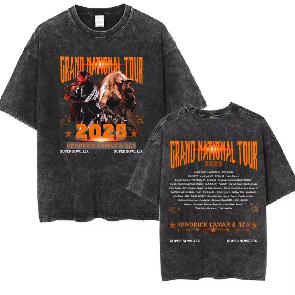 Kendrick Lamar They Not Like Us Tour 2026 Maglietta Merch da Uomo Vintage Lavata a Maniche Corte Materiale Traspirante Nessuna Sensazione di Soffocamento nella Calda Estate