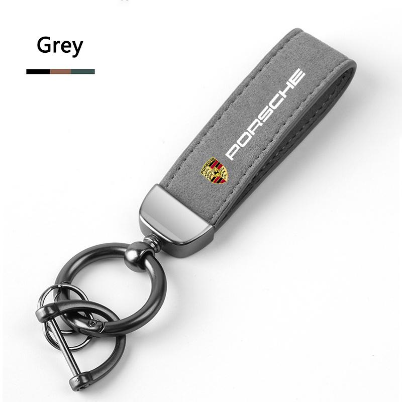 Suede Car Keychain Pendant Keyring Ring Hanging For Porsche Panamera Cayenne Taycan 911 718 Macan Carrera-GT 928 968 Accessories