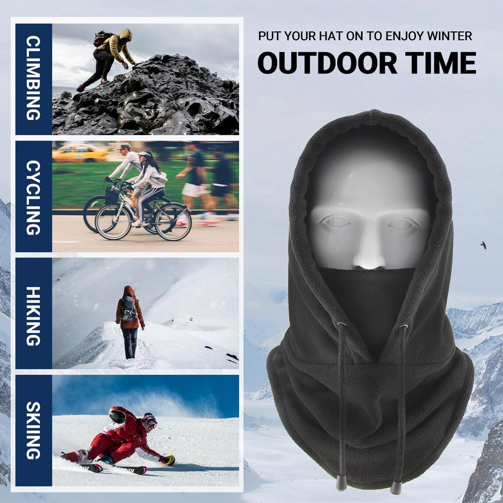 Men Women Winter Balaclava Warm Soft Fleece Drawstring Neck Gaiter Cycling Hiking Running Outdoors Hat