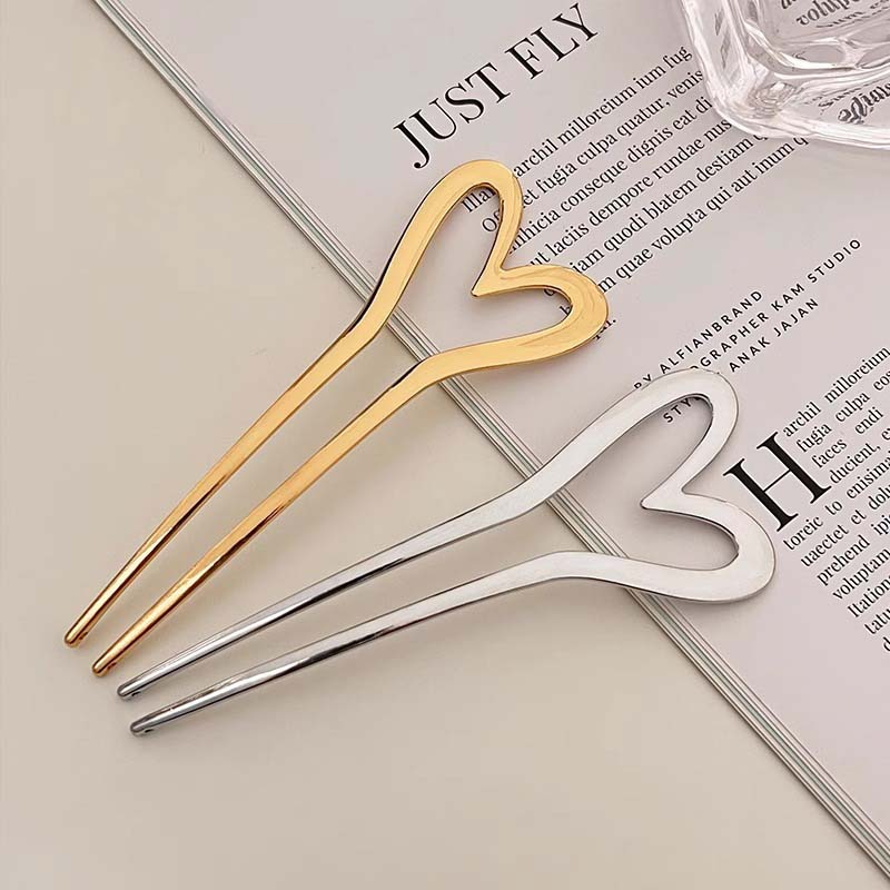 Korean New Hairpin Hair Sticks Heart Geometric Metal Trendy Metal Hair Accessories Headwear Hairstyle For Women Girls Jewelry