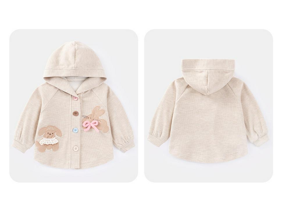 2025 Spring & Autumn Stylish Girls' Hooded Cardigan - Korean Baby Outerwear