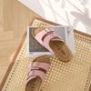 Pink Boken Shoes Women's Genuine Leather Retro Platform Double Buckle with Cork Sole Soft Slippers Non-slip Beach Shoes Sandals