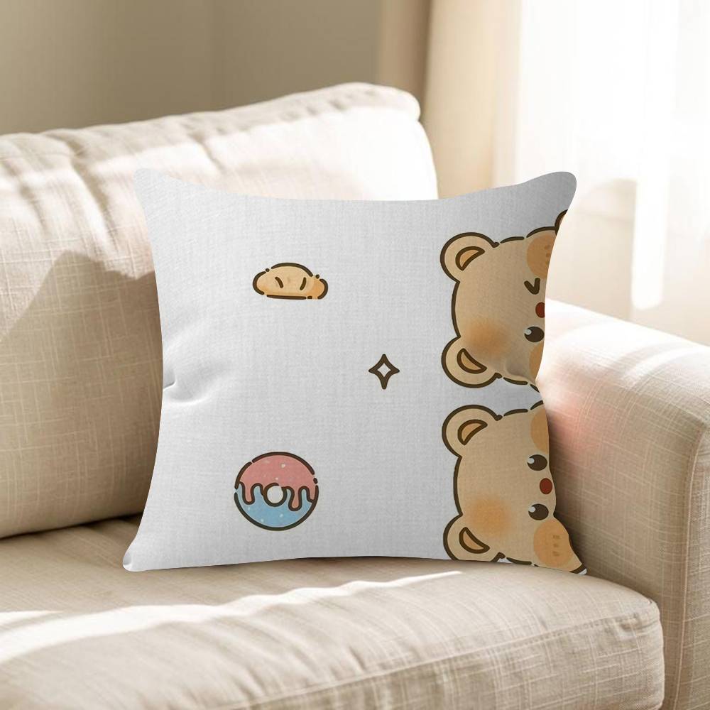 Cute Butterbear Maple Design Cushion Cover Happy Autumn Harvest Decor Holiday Decorati Pillow Cover