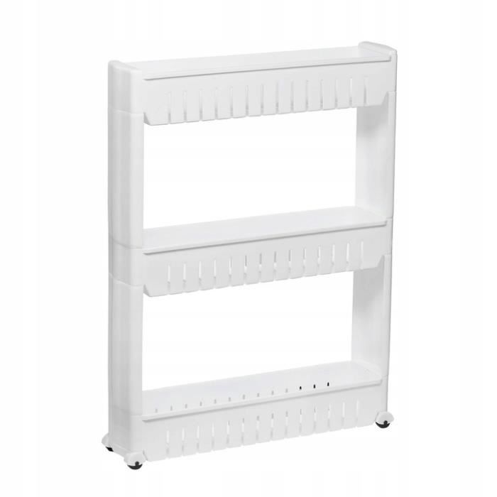 SPRINGOS 3-Tier Wheeled Shelf - Kitchen and Bathroom Storage Unit - White