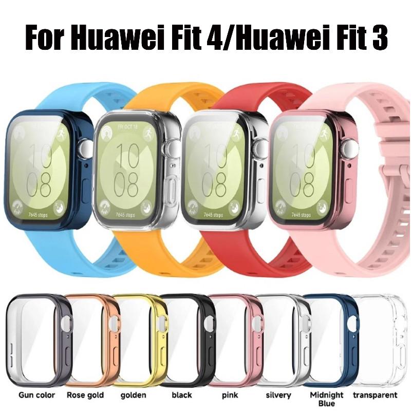 For Huawei Watch Fit 4 Fit 3 Strap Soft Silicone Sport Watchband and TPU Soft Shell Breathable