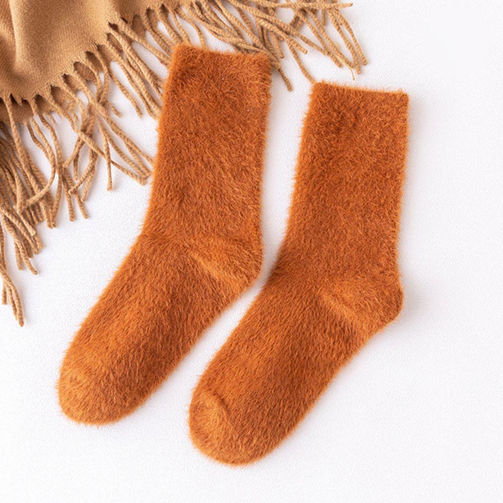 Korean Style Fashion Design Student Women Socks Mink Fur Fleece Socks Floor Socks Mid-Tube Hosiery