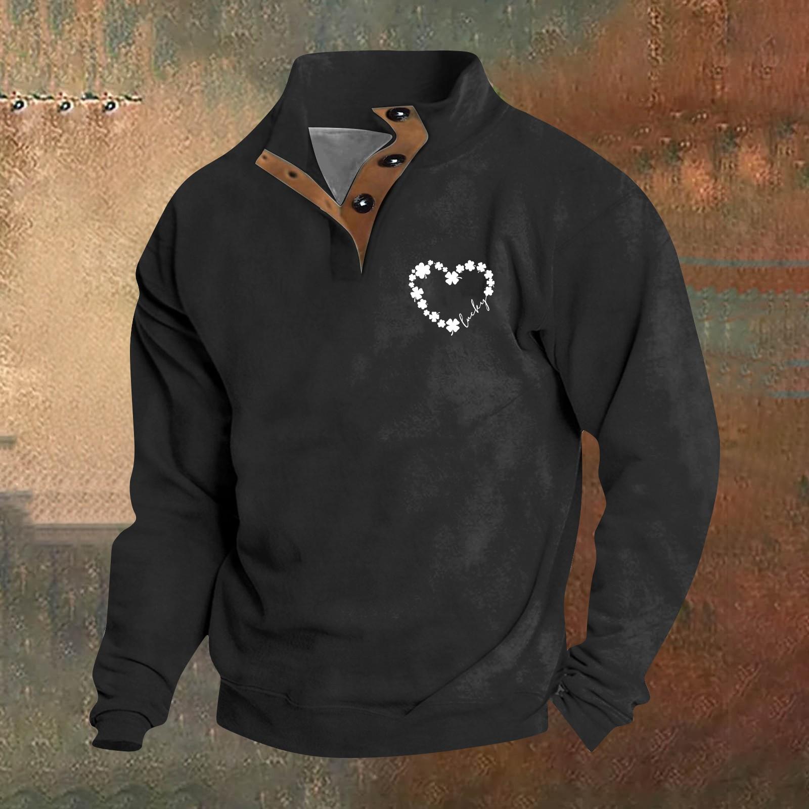 

Мужской круглый вырез с длинным рукавом, пуловер с принтом ко Дню святого Валентина, парная толстовка L чёрный