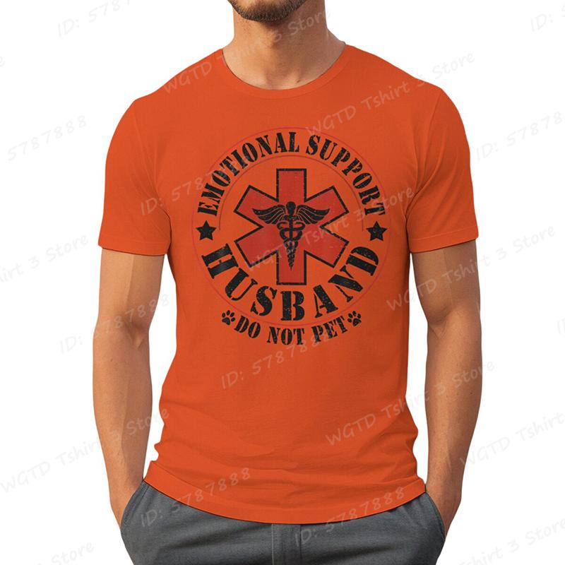 Emotional Support Husband Do Not Pet Print T-shirts Funny Mens Husband T-Shirt Summer Casual Short Sleeve Tops Men's Clothing