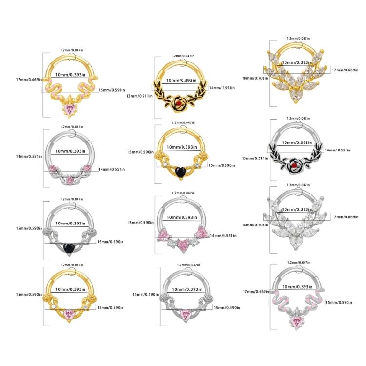 Kristall-Nasen-Clicker Handgefertigt Silberfarben Septum-Ring Edelstahl Piercing-Accessoire für Ohr und Knorpel