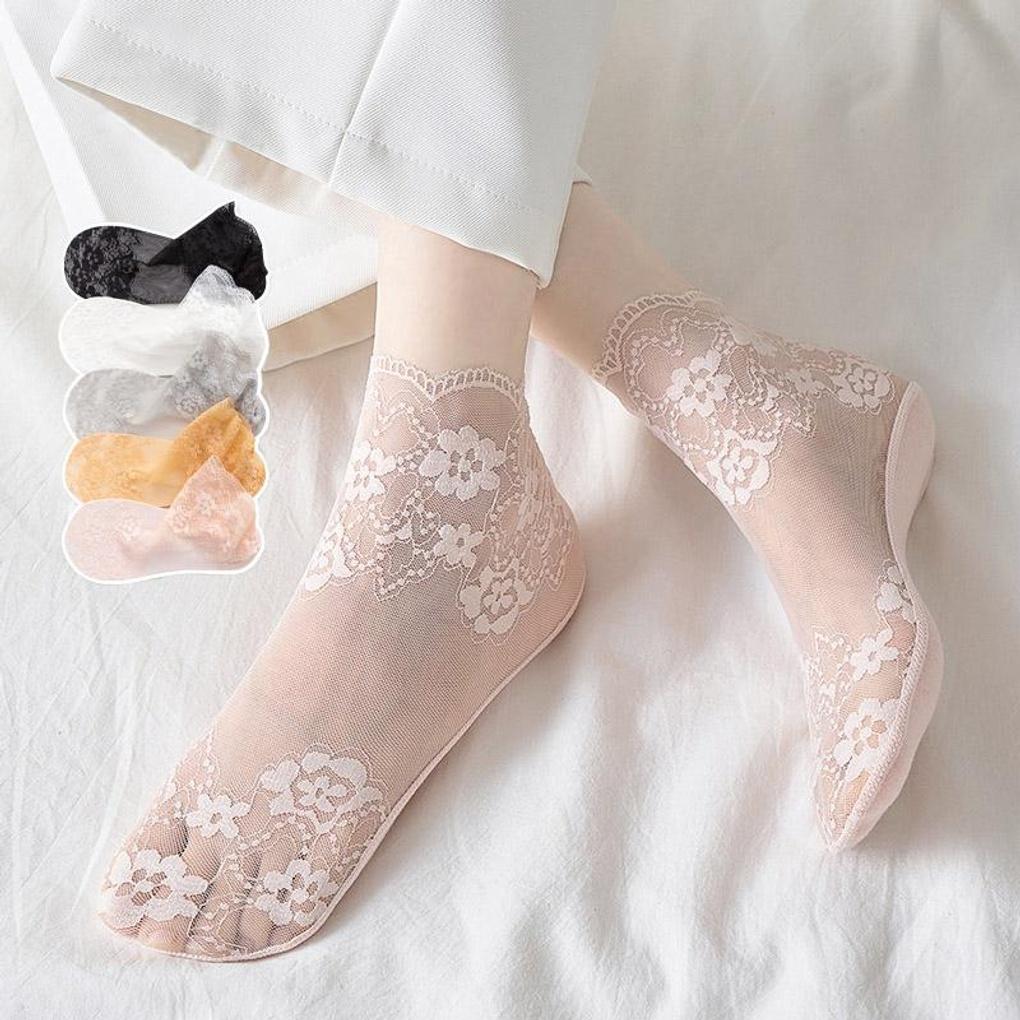 

Women s Daily Thin Spring/Summer Lace Fashion Socks gray