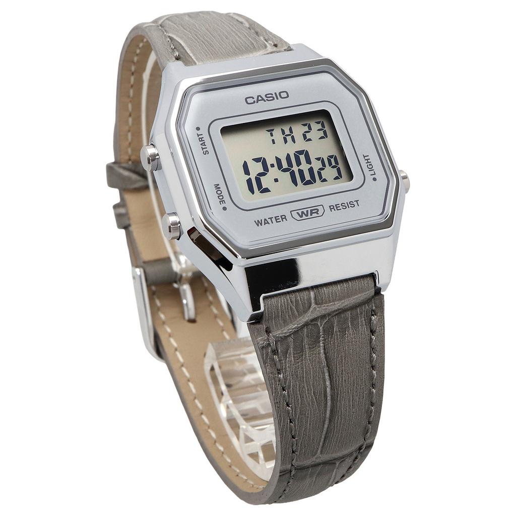 CASIO Watch Vintage Series Octagon Silver x Gray Leather Band LA680WEL-8A2 Women's