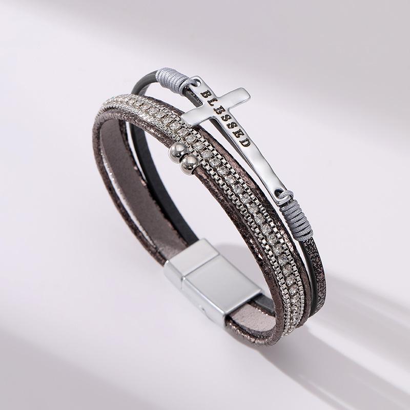 Jewelry Bohemian hand-woven cross bracelet light luxury micro-magnetic buckle bracelet