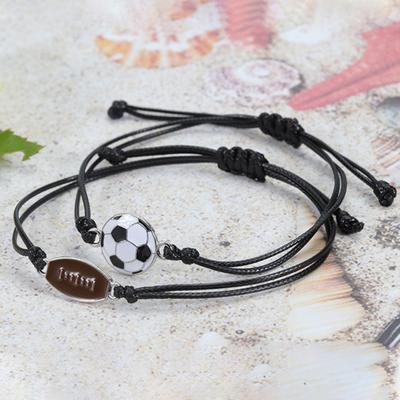 Pulseira esportiva futebol trançado unissex ajustável cera linha pulseira fã presente