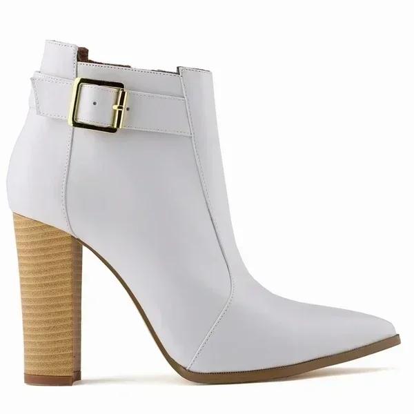 Women Ankle Boots Winter Autumn Fashion Pointed Toe 11cm Thick High Heels Lady Shoes Heeled Sexy Nightclub Red Short Boots