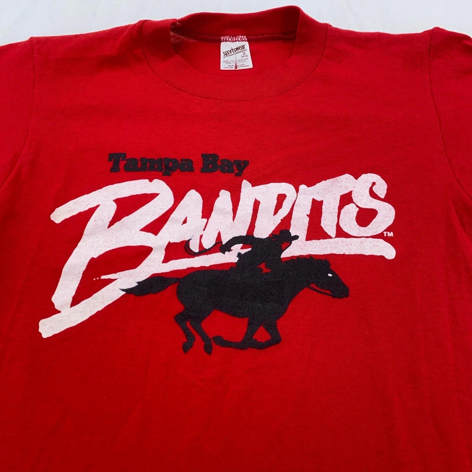 vintage 80s TAMPA BAY BANDITS USFL FOOTBALL T-Shirt 2XS soft 3XL