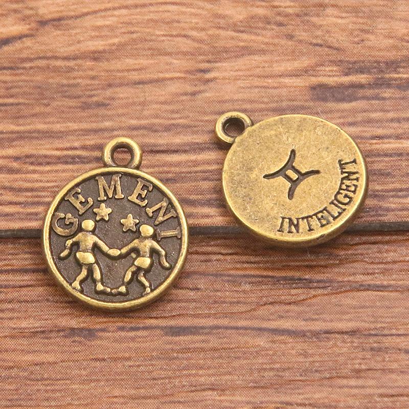 10 or 12pcs 12X15mm DIY retro alloy jewelry accessories 12 constellation pendant