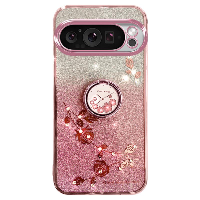KADEM For Google Pixel 9 Pro XL Cell Phone Case Ring Kickstand Glitter Shockproof TPU Cover