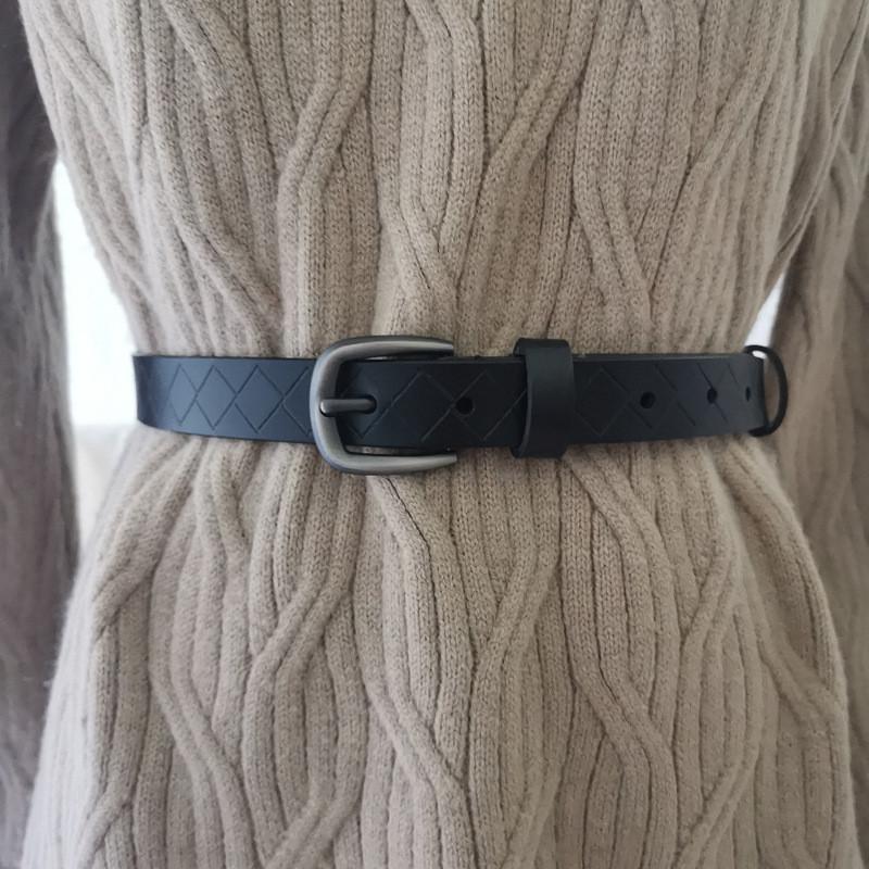 Simple Waist Belt With Lingge Design And Alloy Buckle For Casual And Attire Work