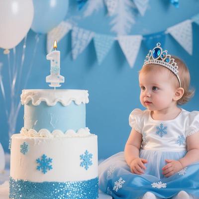 Glitter Snowflake White Number Cake Candles Kids Girl Frozen Birthday Party 0-9 Number Cake Topper Decoration Supplies Christmas