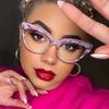 Cat Eye Rivets Black White Frame Clear Glasses Myopia Nerd Spectacles  -0.5 -1.0 -2.0 To -6.0 Fashion Hyperopia +0.5 To +6.0