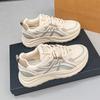 Spring thin round head lace-up breathable mesh sneakers ins trendy thick-soled casual running shoes