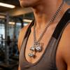 Pánský Fitness přívěsek na náhrdelník s činkou a kettlebellem Hip Hop Punk Sportovní Hypoalergenní řetízek Šperk Dárek pro milovníky fitness