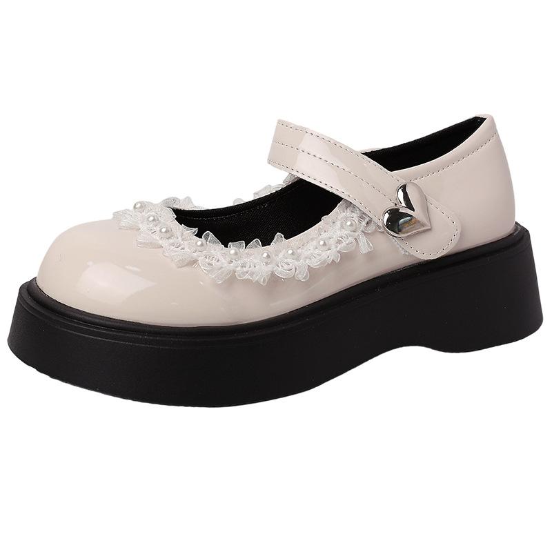 British Style Pearl Small Leather Shoes Women's Summer Fashion Retro Buckle Japanese Jk with Skirt Platform Mary Jane Single Shoes