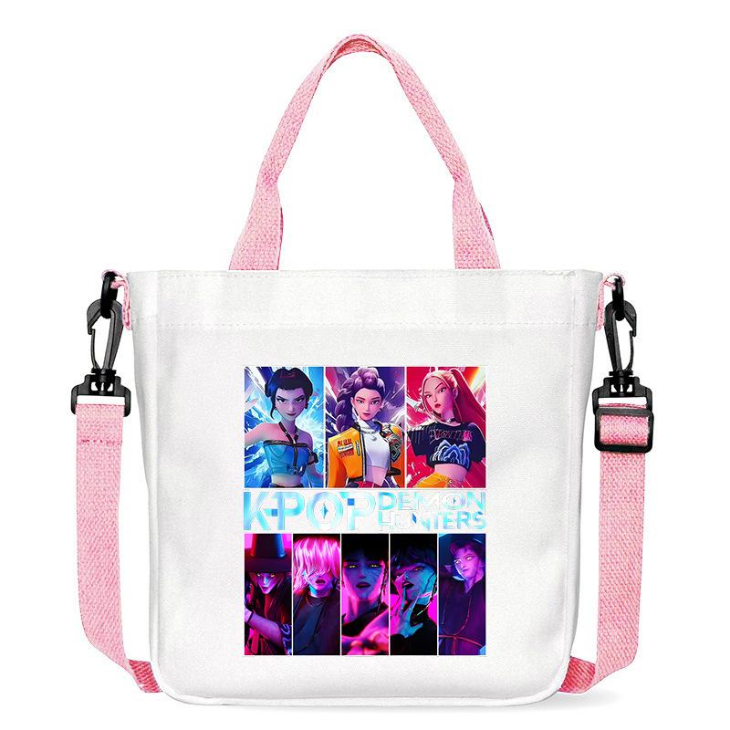 KPop Demon Hunters Theme Women Canvas Shoulder Bag Boys Girls Tote Handbag Anime Fashion Crossbody New Kids Xmas Gifts Kid Friendly Entertaining Fun