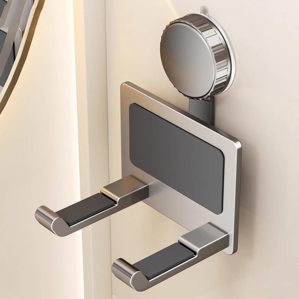 Punch-Free Suction Cup Hair Dryer Holder Aluminum Hair Dryer Rack  Bathroom