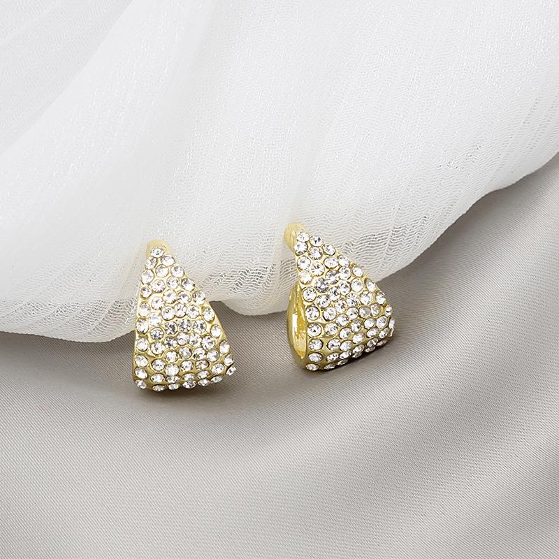 Premium Sense Cold Exaggerated Metal Pleated Geometric Earrings, Personalized Retro French Flower Peach Heart Earrings