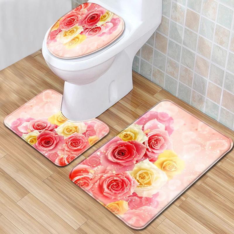 Textured Toilet Three-Piece Floor Mat Bathroom Three-Piece Carpet Doormat