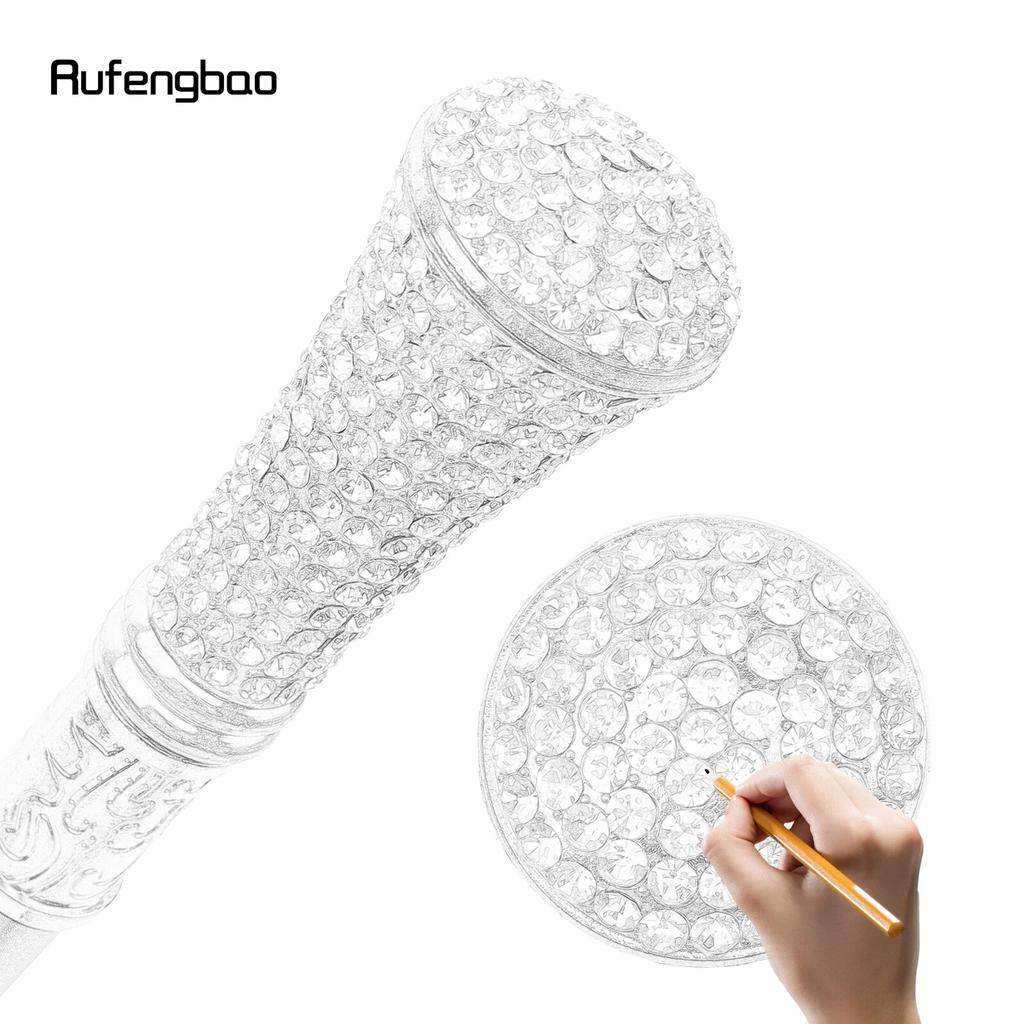 White Artificial Diamond Walking Cane Fashion Decorative Walking Stick Gentleman Elegant Cosplay Cane Crosier 92.5cm
