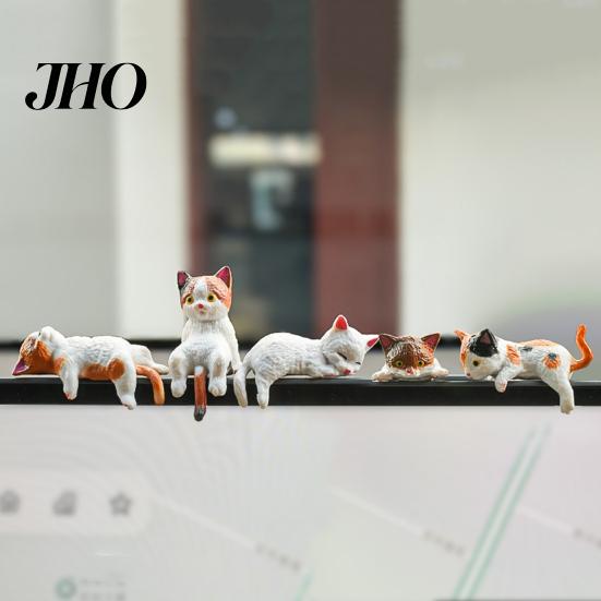 Mini Cat Figurine Miniature Cute Cartoon Kittens Ornament for Kitty Desktop Set Computer Monitor Car Dashboard Home Office Desk Decor Lover