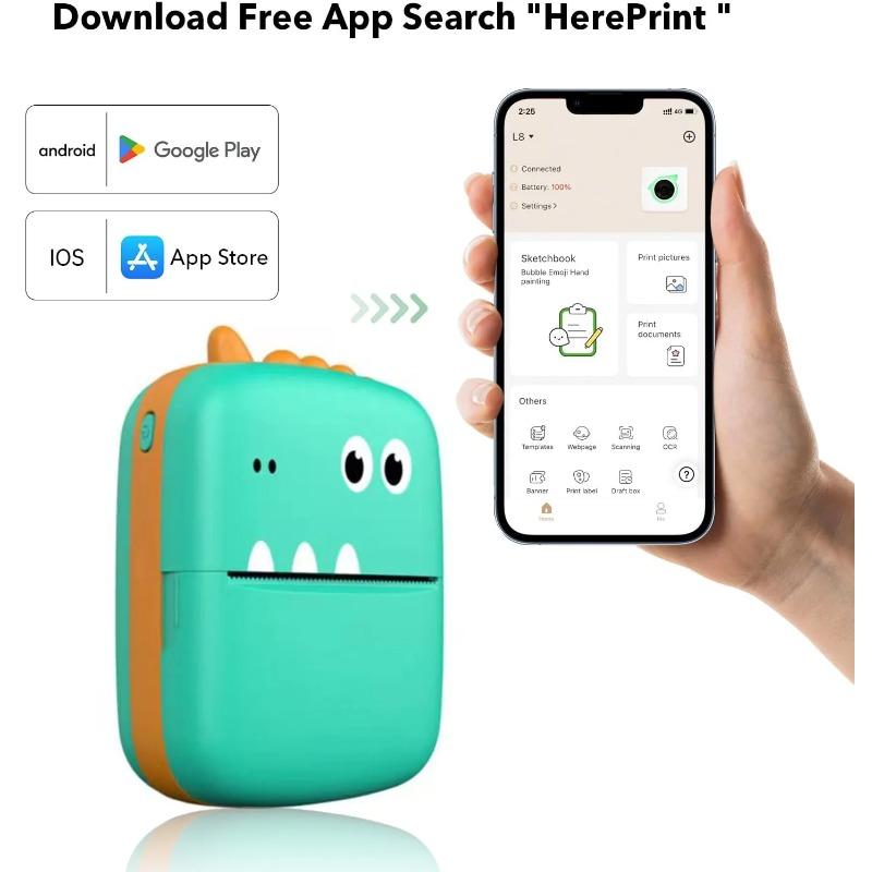 Mini impressora Bluetooth portátil HD impressão sem fio celular foto título atenção estudante erro etiqueta impressora presente