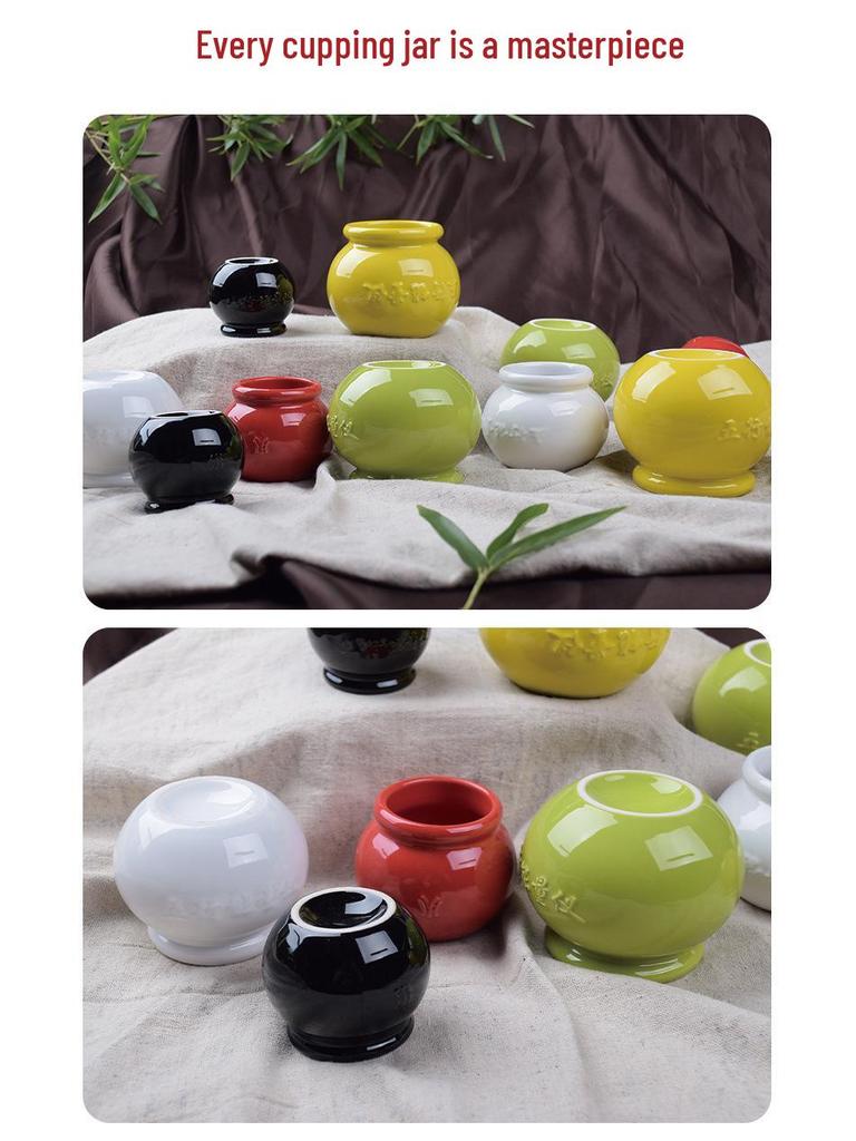 Home Ceramic Cupping Set for Meridian Dredging & Health - Five Elements Energy Jar with Negative Ions