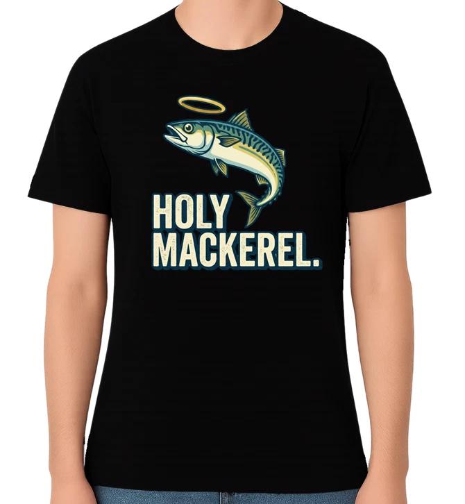 Holy Mackerel Funny Fishing Pun Graphic Fish Unisex T-Shirt M