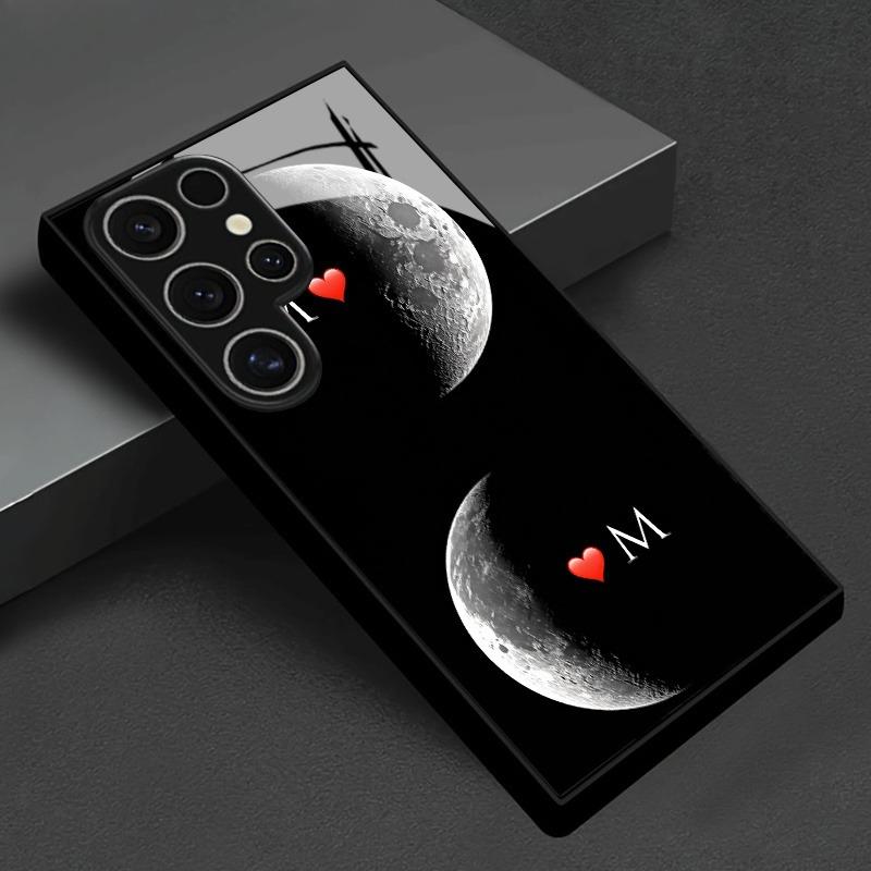 

Премиальное закаленное стекло для телефона Galaxy S26 / S21 / S22 / S23 / S24 / S25 FE / Ultra / Plus Серии. Дизайн с двумя лунами и сердцем. For Galaxy S26
